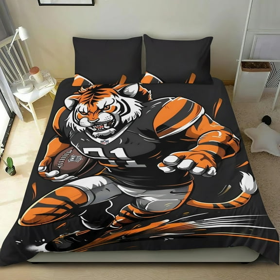 Cincinnati Themed Bed Sheet Set Three Piece Set 53x79 Inches Comfortable And Skin Friendly Unique Design Creating A Star Studded Night
