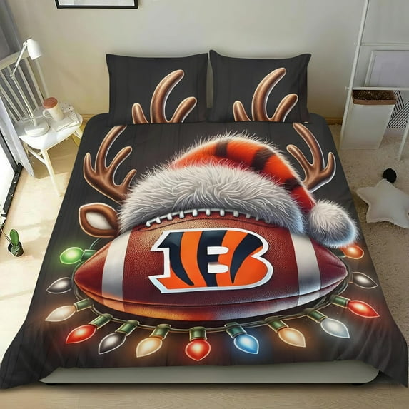 Cincinnati Themed Bed Sheet Set Three Piece Set 53x79 Inches Comfortable And Skin Friendly Unique Design Creating A Star Studded Night