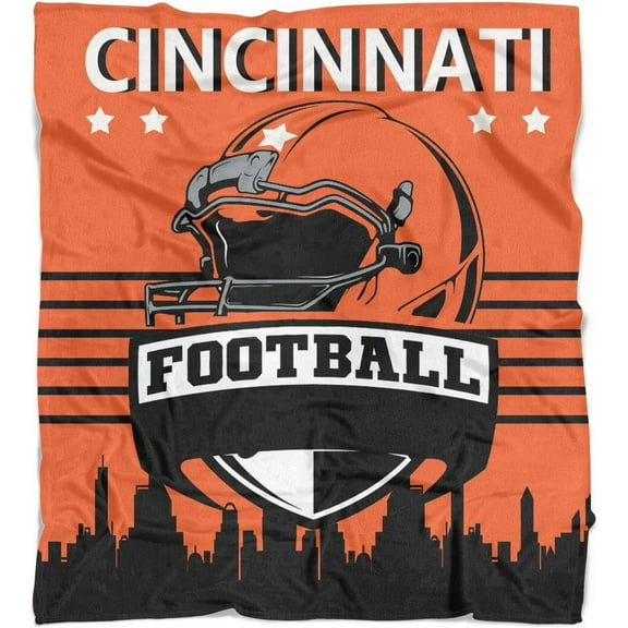 Cincinnati Throw Blanket Gift for Men Women, Flannel Cincinnati Blanket for Sofa Bed Sofa Living Room Chair,Football Team Throw Blanket 50X60 Inches.