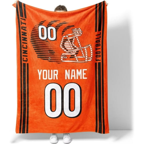 Cincinnati Throw Blanket for Men Women Boy Gifts Custom Name and Number Blanket