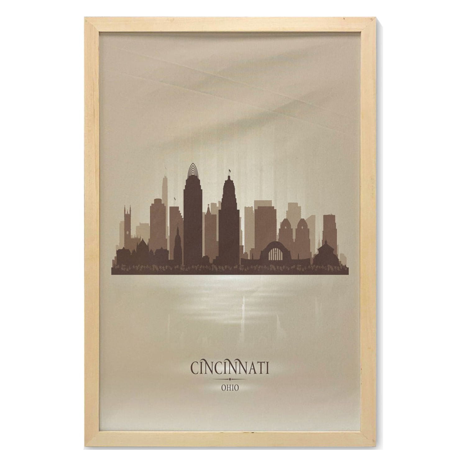 Cincinnati Wall Art with Frame, Modern Dusky Vintage Image Postcard of ...