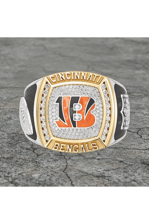 #CincinnatiBengals 1/2ctw Two Tone Yellow Gold and 925 Sterling Silver Championship Ring, University or College Students Graduation Ring