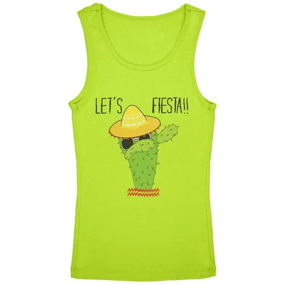 Cinco De May Cactus Let's Fiesta Party Youth Girls Tank Top Lime YSM