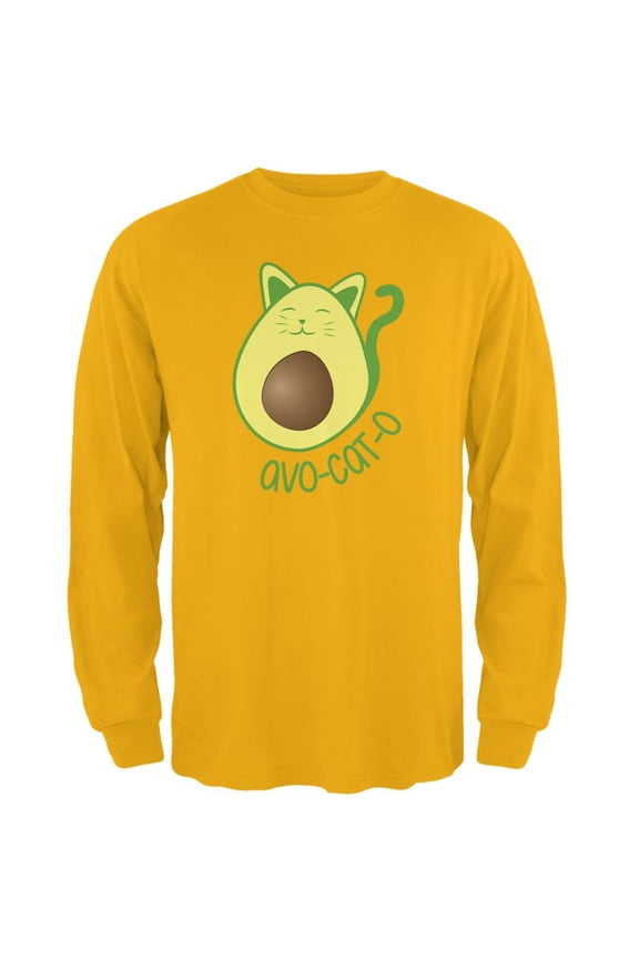 Cinco De Mayo Avocado Cat Avocato Mens Long Sleeve T Shirt Gold LG