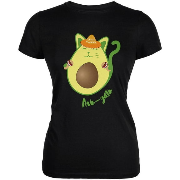 Cinco De Mayo Avogado Avocato Avocado Cat Spanish Juniors Soft T Shirt Black X-LG