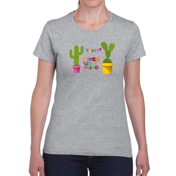 Cinco De Mayo Big Cactus Shaped T-Shirt Women -Image by Shutterstock, Female Small