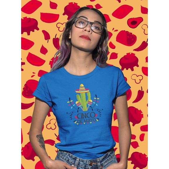 Cinco De Mayo Cactus Maracas Shaped T-Shirt Women -Image by Shutterstock, Female Small