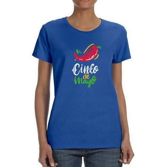 Cinco De Mayo Colorful Pepper Shaped T-Shirt Women -Image by Shutterstock, Female Medium