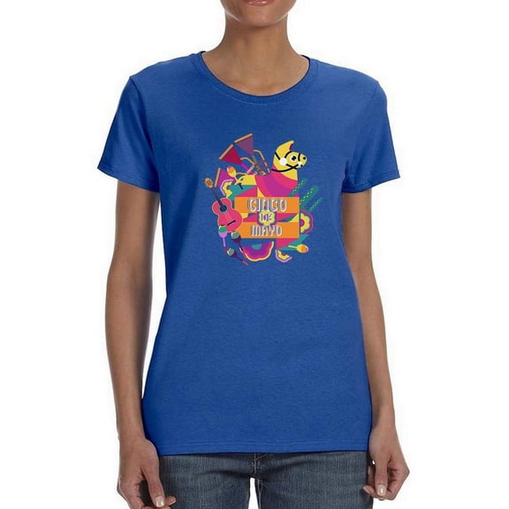 Cinco De Mayo Colorful Props Shaped T-Shirt Women -Image by Shutterstock, Female XX-Large