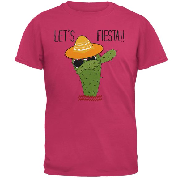 Cinco De Mayo Dabbing Cactus Lets Fiesta Party Mens T Shirt Pink LG