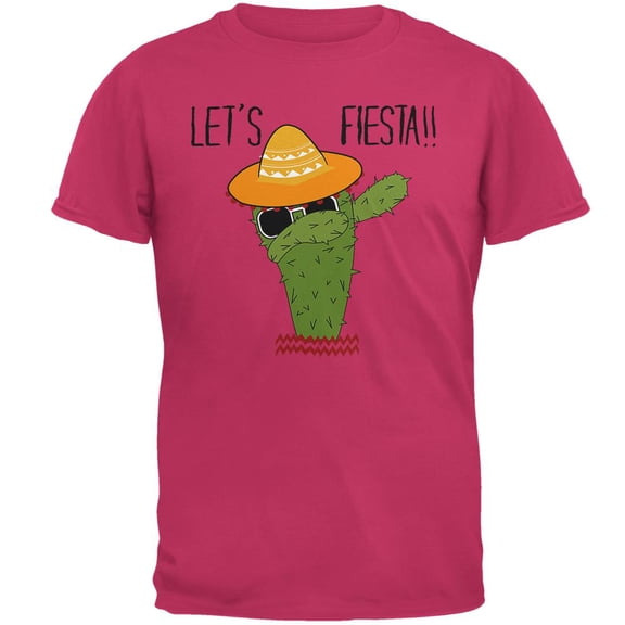 Cinco De Mayo Dabbing Cactus Lets Fiesta Party Mens T Shirt Pink X-LG