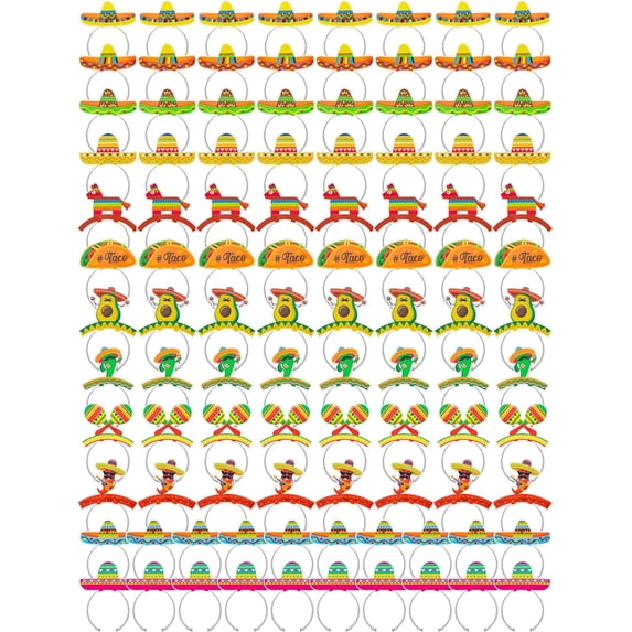 Cinco De Mayo Decorations Sombrero Party Hats Mexican Colorful Cardboard Headbands Fiesta Head Toppers 100pcs