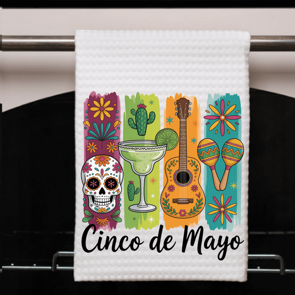 Cinco De Mayo Dish Towel Fiesta Mexican Decor Gift 16x24 Waffle Weave