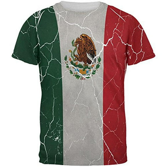 Cinco De Mayo Distressed Mexican Flag All Over Mens T Shirt Multi X-LG