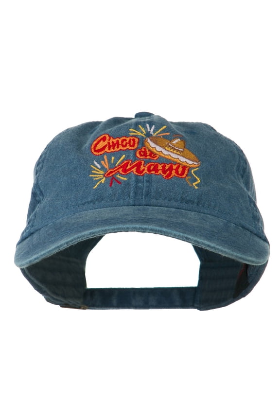 Cinco De Mayo Embroidered Washed Cap - Navy OSFM