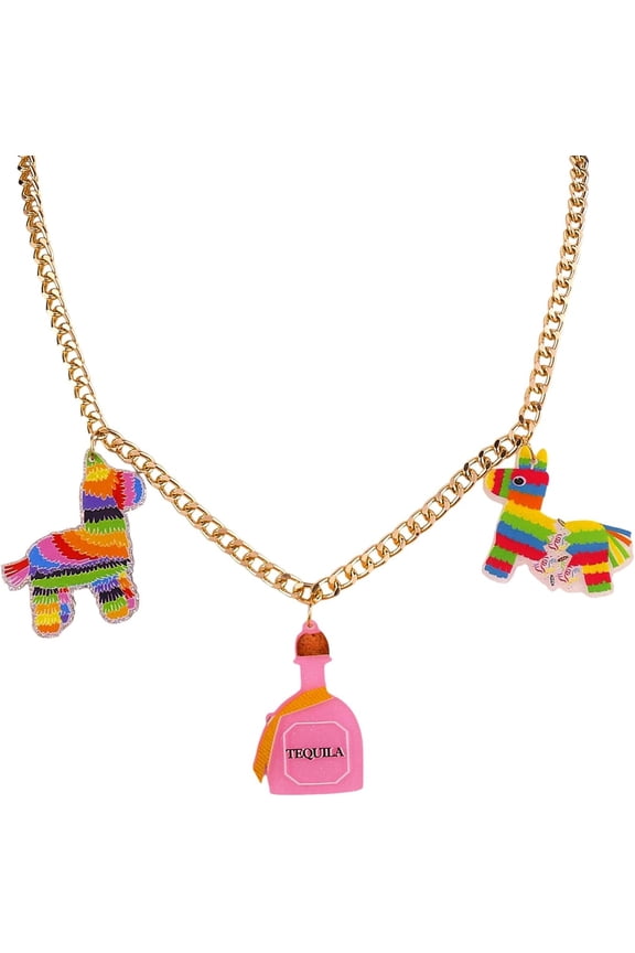 Cinco De Mayo Fiesta Necklaces for Women Mexican Pepper Hat Pinata Charm Chain Cinco De Mayo Outfits Jewelry[a897]