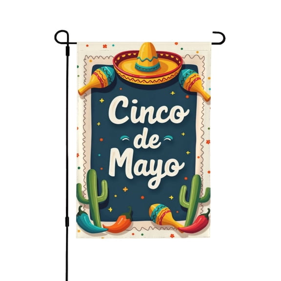 Cinco De Mayo Garden Flag 12x18 Inch Double Sided – Festive Mexican Fiesta Outdoor Yard Decoration, Lawn & Patio Welcome Decor