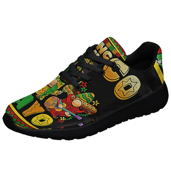 Cinco De Mayo Gnomes Mexico Shoes Sneakers Black Size 3.5