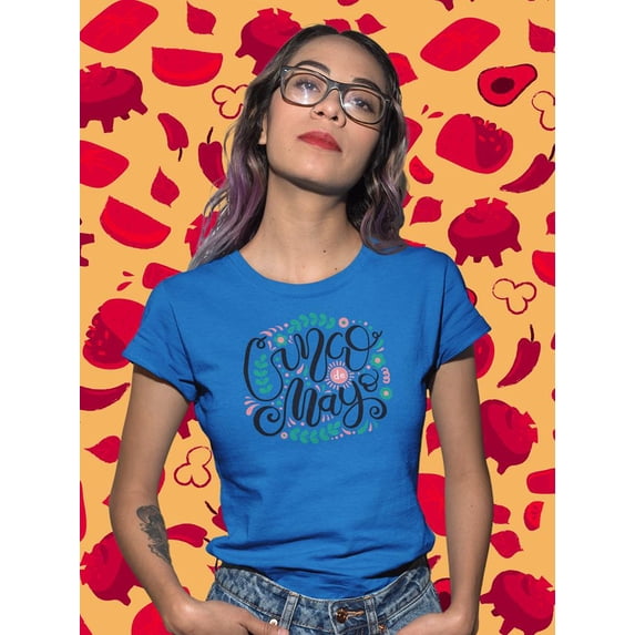 Cinco De Mayo Green Leaves Shaped T-Shirt Women -Image by Shutterstock, Female Small