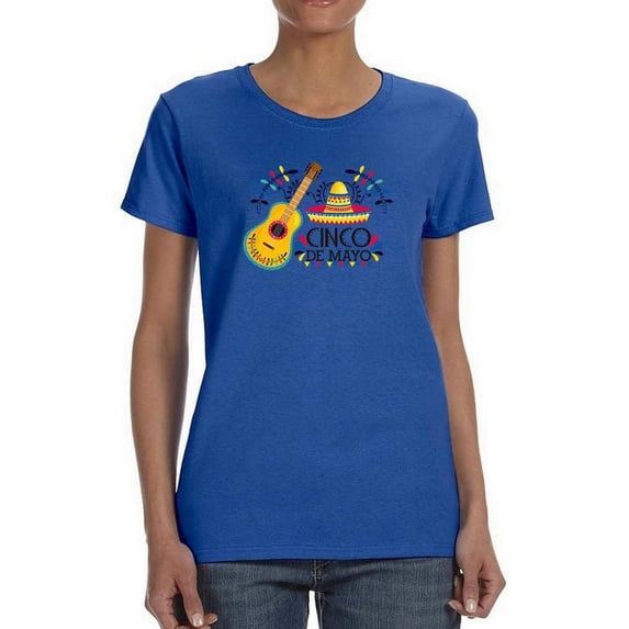 Cinco De Mayo Hat W Guitar Shaped T-Shirt Women -Image by Shutterstock, Female 3X-Large