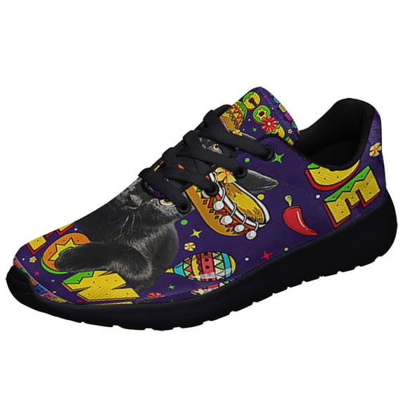 Cinco De Mayo Mexican Black Cat Cinco De Meow Mexico Shoes Sneakers Black Size 4.5