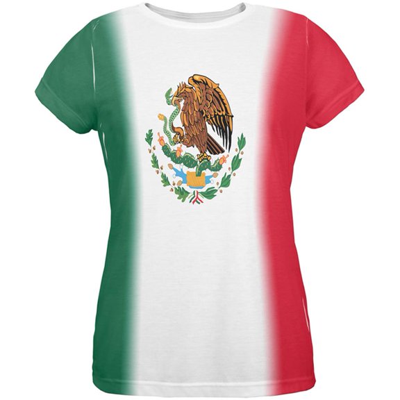 Cinco De Mayo Mexican Flag All Over Womens T Shirt Multi LG