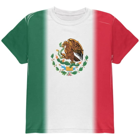 Cinco De Mayo Mexican Flag All Over Youth T Shirt Multi YLG