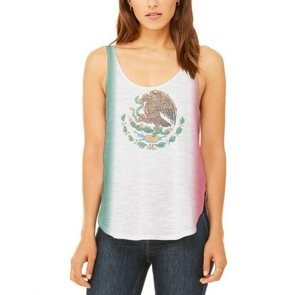 Cinco De Mayo Mexican Flag Juniors Flowy Side Slit Tank Top Multi MD