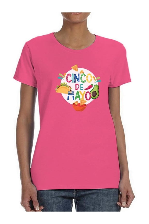Cinco De Mayo Mexican Snacks Shaped T-Shirt Women -Image by Shutterstock, Female XX-Large