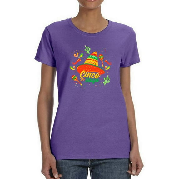 Cinco De Mayo Mexico Sombrero Shaped T-Shirt Women -Image by Shutterstock, Female Small