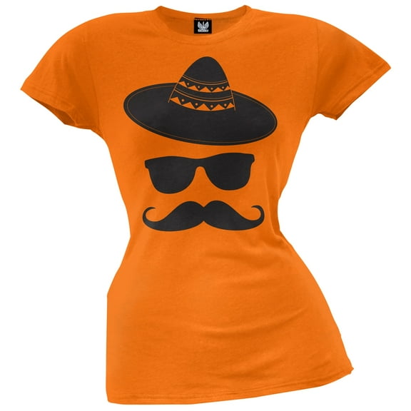 Cinco De Mayo - Mustache Sombrero Juniors T-Shirt - Large