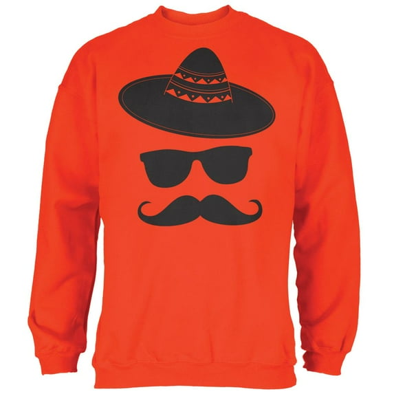 Cinco De Mayo Mustache Sombrero Mens Sweatshirt Orange X-LG