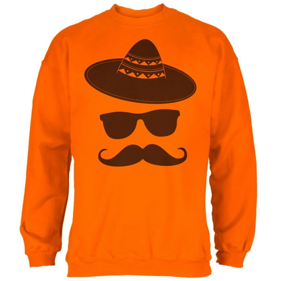 Cinco De Mayo Mustache Sombrero Mens Sweatshirt Safety Orange X-LG
