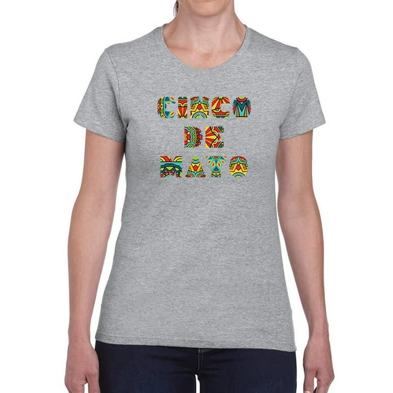 Cinco De Mayo Ornate Text Shaped T-Shirt Women -Image by Shutterstock, Female Large