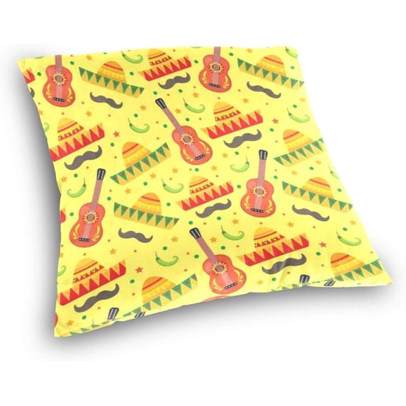 Cinco De Mayo Pattern Velvet Oblong Lumbar Plush Throw Pillow Cover/Shams Cushion Case - 16" x 16" - Decorative Invisible Zipper Design for Couch Sofa Pillowcase Only