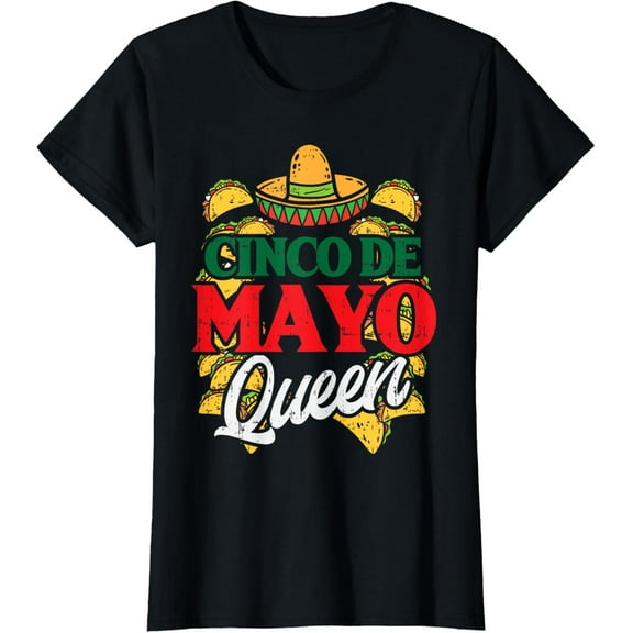 Cinco De Mayo Queen Tacos Matching Couple Mexican Women Mom T-Shirt100% cotton