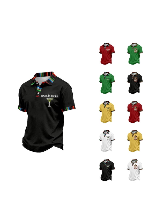 Cinco De Mayo Shirt for Men Short Sleeve Lapel Collar Polo Shirts Mexican Fiesta Party T-Shirts 5 De Mayo Tees