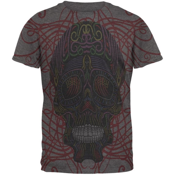 Cinco De Mayo Skull Ribbons Mens Soft T Shirt Charcoal Heather 2XL