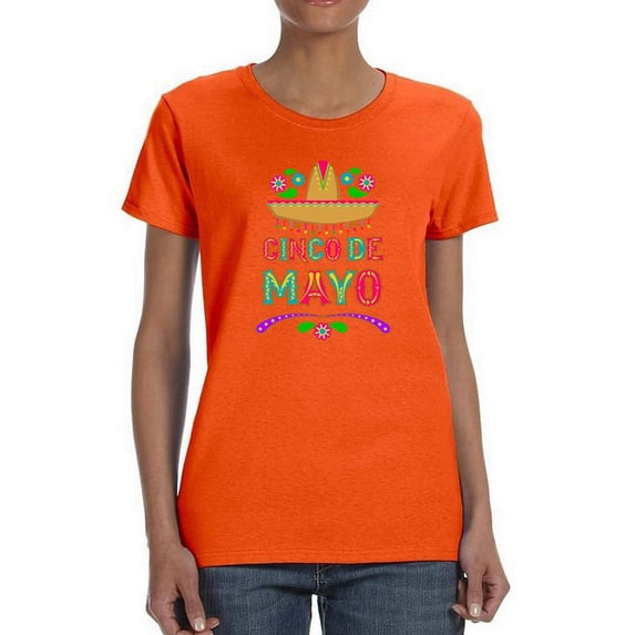 Cinco De Mayo Sombrero Shaped T-Shirt Women -Image by Shutterstock, Female Medium