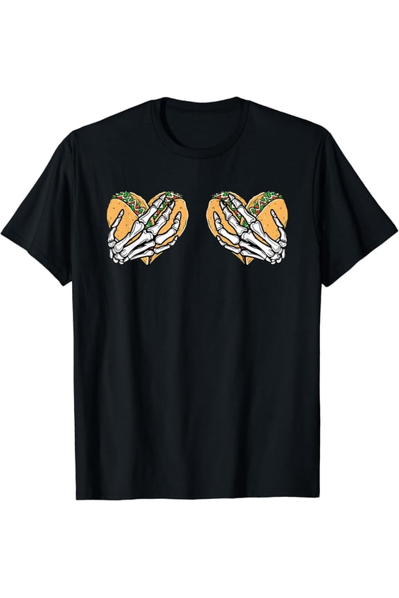 Cinco De Mayo Taco Boobs Skull Hands Spooky Halloween T-Shirt
