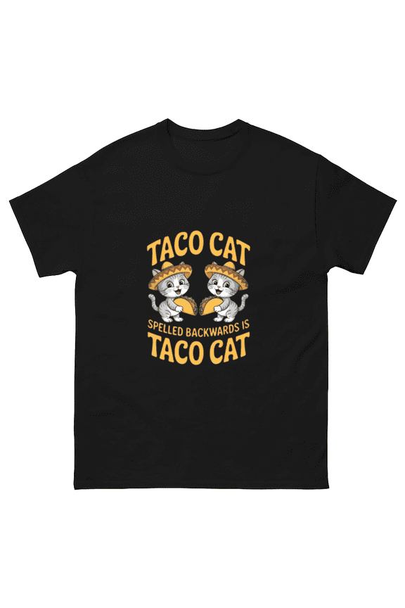 Cinco De Mayo Taco Cat Palindrome Funny Feline Humor Unisex T-Shirt, for men & women, up to size 5XL