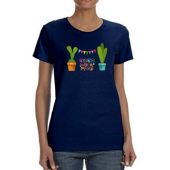 Cinco De Mayo Twin Cactus Shaped T-Shirt Women -Image by Shutterstock, Female XX-Large