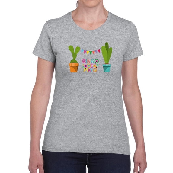 Cinco De Mayo Twin Cactus Shaped T-Shirt Women -Image by Shutterstock, Female x-Large