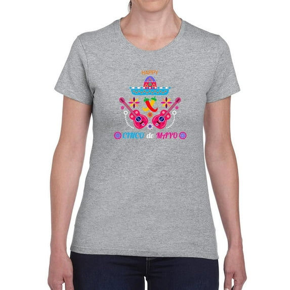 Cinco De Mayo Twin Guitars Shaped T-Shirt Women -Image by Shutterstock, Female x-Large