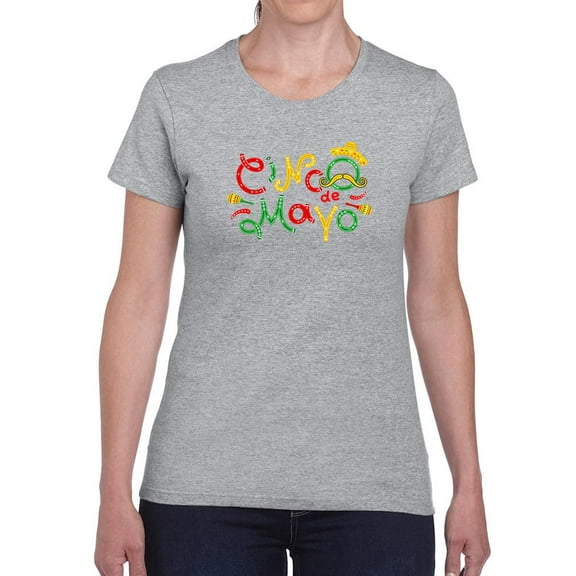 Cinco De Mayo W Mustache Shaped T-Shirt Women -Image by Shutterstock, Female Medium