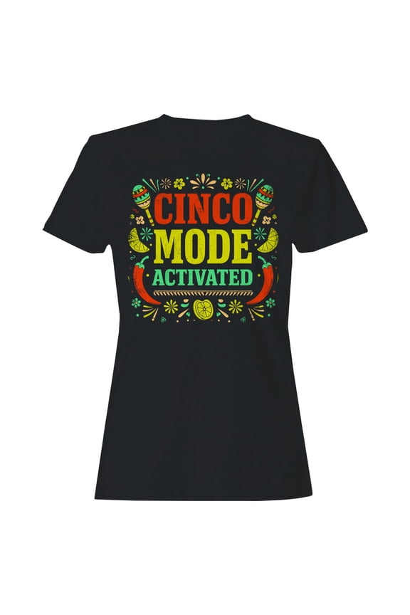 Cinco Fiesta Mode Activated Women's Black T-shirt