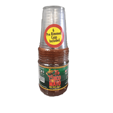 Cinco de Mayo 32 oz Michelada Mix Packed with 6 Pre-Rimmed Party Cups