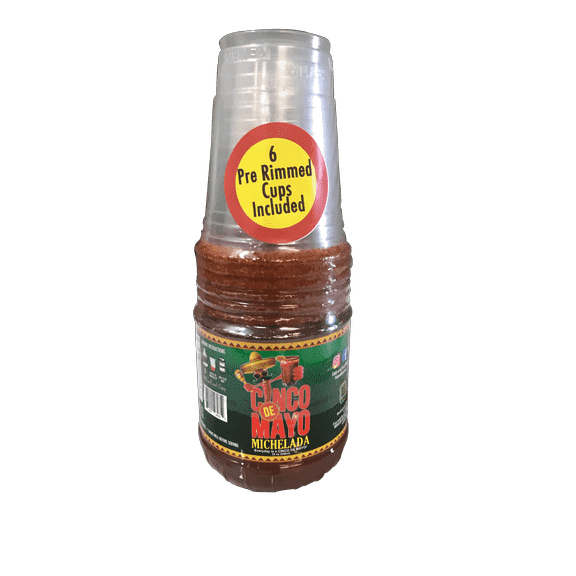 Cinco de Mayo 32 oz Michelada Mix Packed with 6 Pre-Rimmed Party Cups