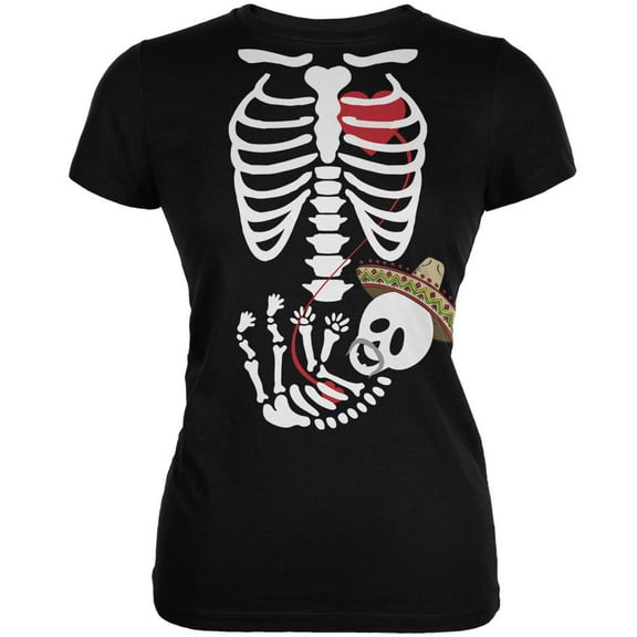 Cinco de Mayo Baby Skeleton Black Juniors Soft T-Shirt - Extra Large