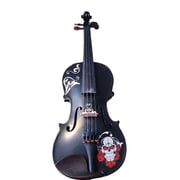 Cinco de Mayo Black Glitter Violin w Carbon Fiber Bow Case Crystal Fine Tuners Rosin Strings Set Up